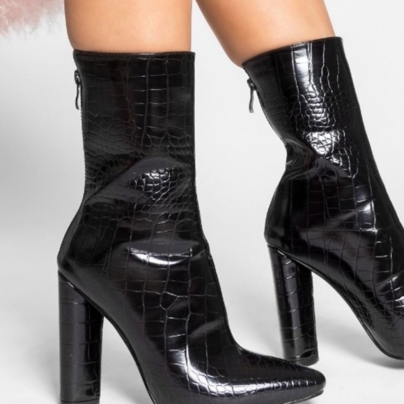 Simmi croc embossed vegan Leather boots size 9 - Picture 4 of 4